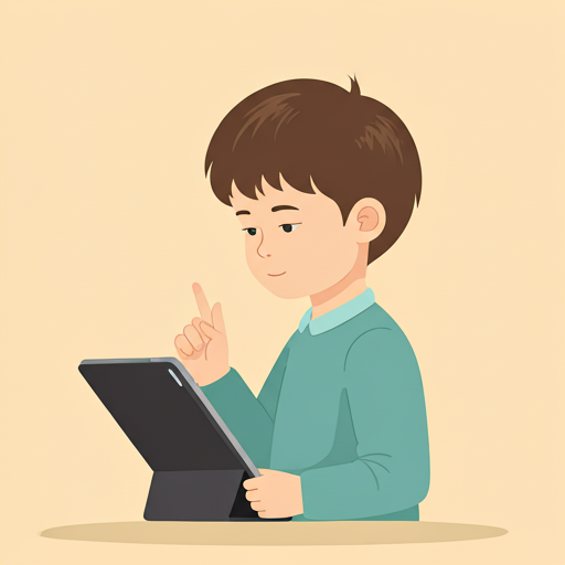 Child using AI on a tablet